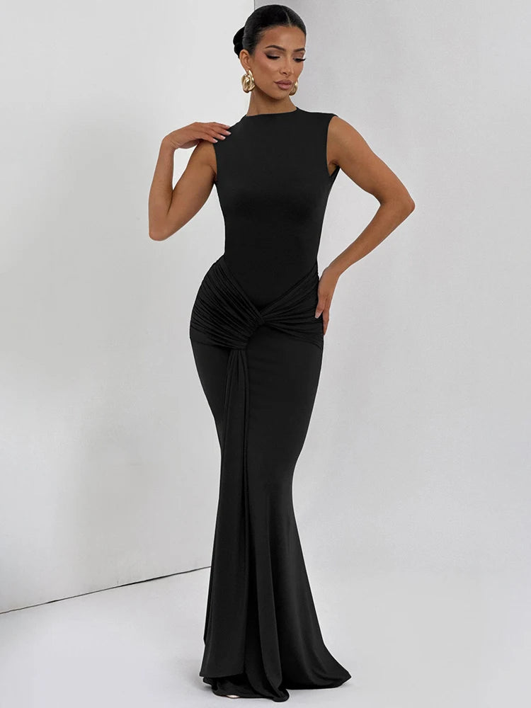 Mozision Backless Draped Ruched Sexy