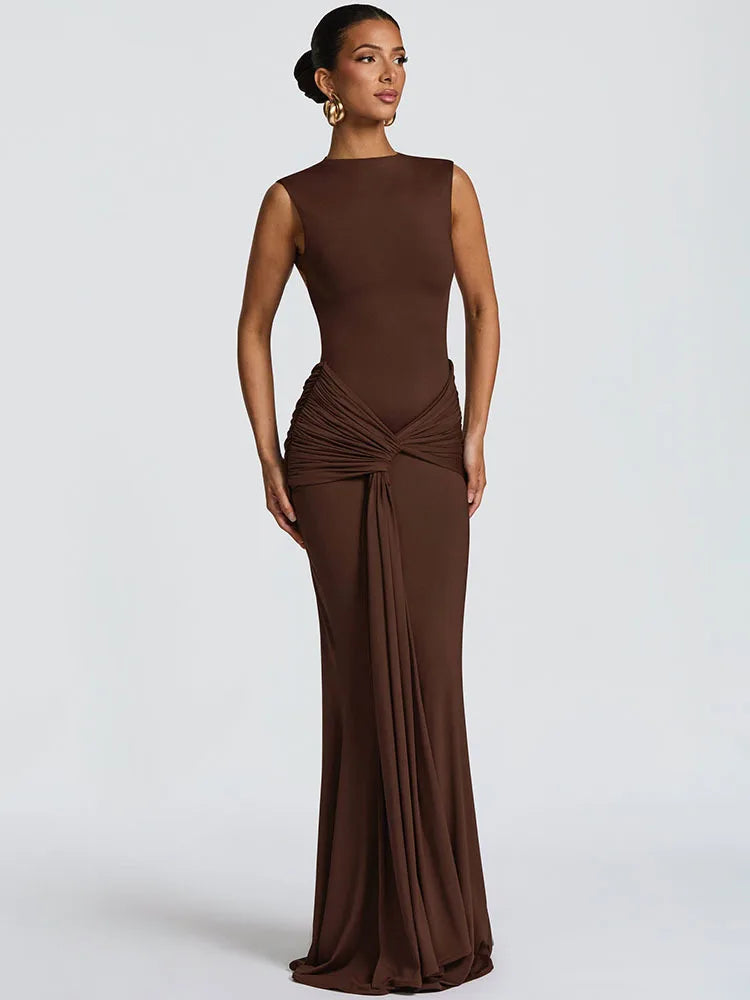 Mozision Backless Draped Ruched Sexy