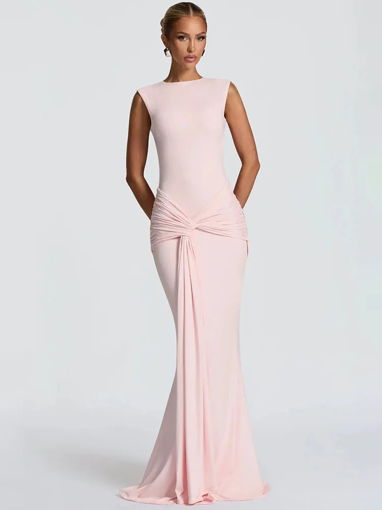 Mozision Backless Draped Ruched Sexy