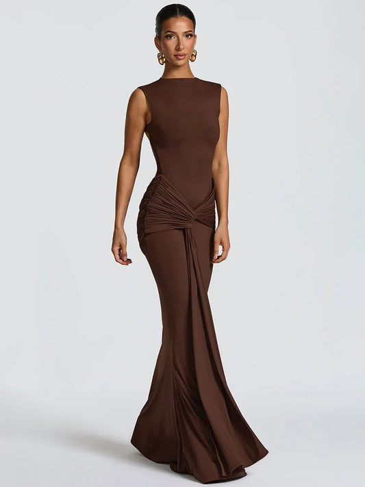 Mozision Backless Draped Ruched Sexy
